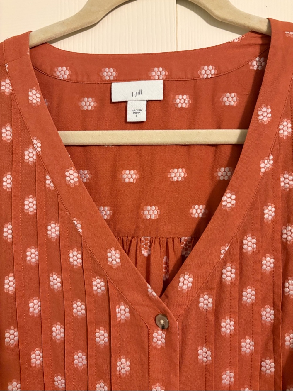 ✨ J. Jill Rust Floral Peasant Button Down Top | Size Large ✨ - Picture 6 of 12